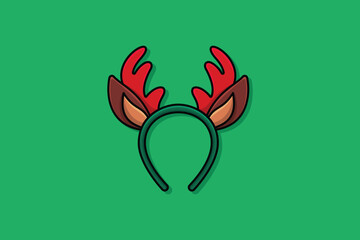 Christmas reindeer headband vector icon illustration. Winter holiday icon design concept. Hair accessories, Winter festival, Christmas decoration, Christmas festive, Festival celebration, Holiday.