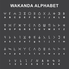 Wakanda Alphabet. Designed On Black Background. Vector Illustration.