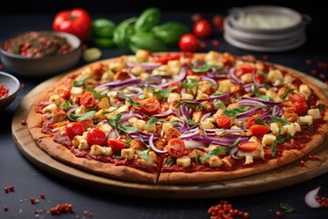 vegan pizza with vegetable toppings