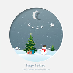 Merry Christmas and Happy new year greeting card,celebrate theme on winter night background