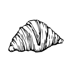 Sketch,doodles of sweet pastries,croissant.Vector graphics.