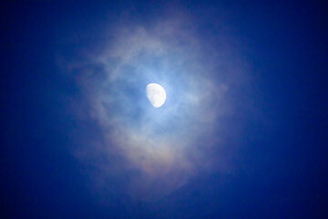 Moon  background with blue sky - obrazy, fototapety, plakaty