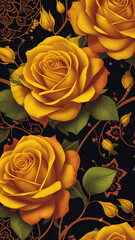 Enchanted Rose Bouquets: Aesthetic Yellow and Pink Roses Seamless