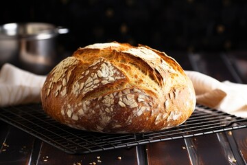fresh homemade bread on a cooling rack