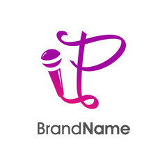 Stylish Initial P Microphone Logo