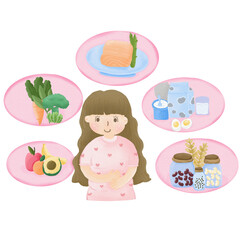 Pregnant woman eating healthy food .good food for mom