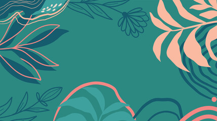 Design banner frame background with beautiful. background for design. Colorful background with tropical plants. Place for your text.