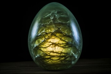 Eerie luminescent egg from a sinister creature or extraterrestrial. Generative AI