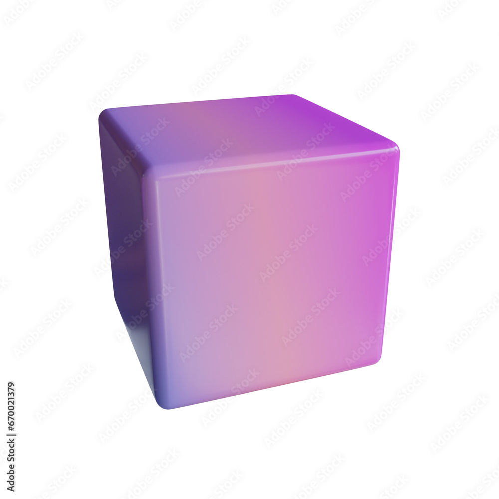 Poster purple cube, simple purple cube application. practical design, facilitating user experience. 3d illu