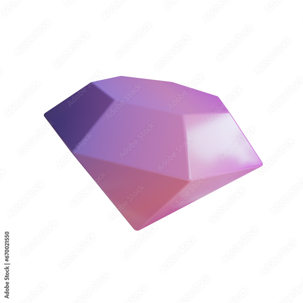 Poster purple diamond, simple diamond application. practical design, facilitating user experience. 3d illus