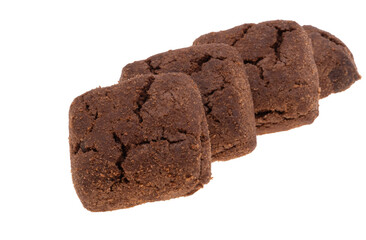 square chocolate chip cookies with chocolate isolated
