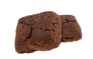 square chocolate chip cookies with chocolate isolated