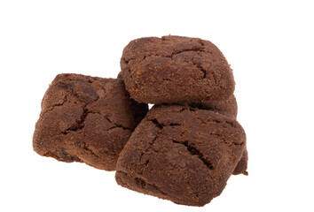 square chocolate chip cookies with chocolate isolated