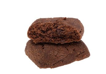 square chocolate chip cookies with chocolate isolated