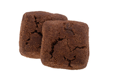 square chocolate chip cookies with chocolate isolated