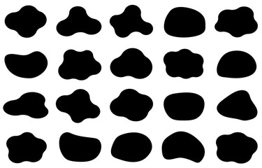抽象的な形　液体シェイプ　blob クロ　ふにゃふにゃ　黒　素材　ベクター　セット　丸 - obrazy, fototapety, plakaty