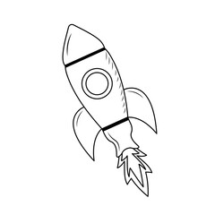 Rocket Linear icon. Rocket launch, Spaceship. New business start up,  space travel, creative idea symbol.