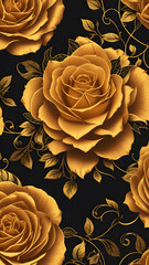 Moonlit Rose Bouquet: Aesthetic Yellow and Pink Seamless Patterns