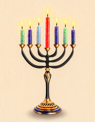 Happy Jewish holiday Hanukkah, greeting card design.
