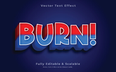 Burn 3d text effect vector download