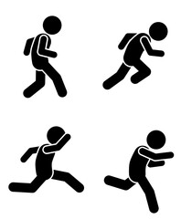Vector illustration of a silhouette of a running man on a white background - obrazy, fototapety, plakaty