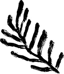 Leaf Icon. Grunge Dry Brush Illustration.