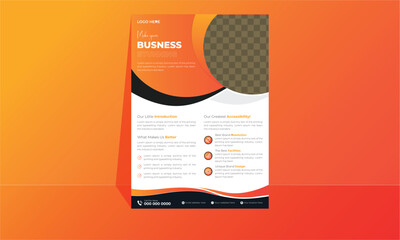 Modern creative clean business flyer design with an orange color gradient. Vector abstract flat corporate flyer design. Digital marketing agency flyer. Vector illustration.