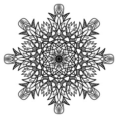 Vector hand drawn mandala coloring book page. Decorative ornament in ethnic oriental style. Oriental pattern, vintage decorative elements. Weave design elements. Yoga logos vector.