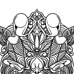 Fototapeta na wymiar Vector hand drawn mandala coloring book page. Decorative ornament in ethnic oriental style. Oriental pattern, vintage decorative elements. Weave design elements. Yoga logos vector.