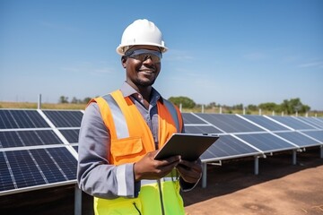 Professional in Uniform Supervising Solar Energy Installation
