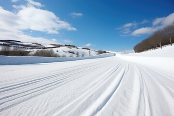 Fototapeta premium snowy slope prepared for ski competition