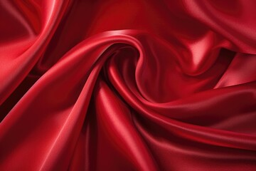 macro shot of a vibrant red silk fabric texture