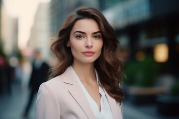 Portrait of beautiful businesswoman in city