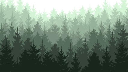 Forest background landscape fir trees pine needles - obrazy, fototapety, plakaty
