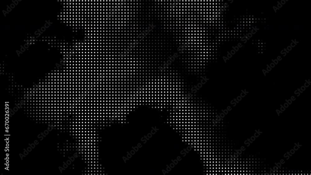 Poster Animated abstract technology dark background random dots and grid 4K.