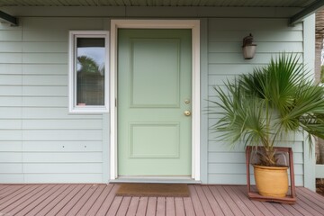 Fototapeta na wymiar closed wooden door of vacation rental home