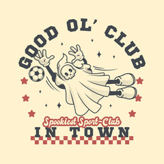 Ghost Soccer Mascot Retro and Vintage