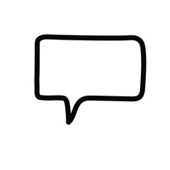 Naklejka premium A hand-drawn cartoon icon of an empty speech bubble on a white background.