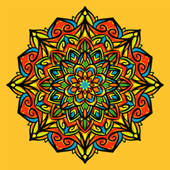 Vector hand drawn mandala illustration. Colorful detailed mandala ornament.
