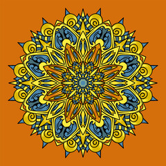 Vector hand drawn mandala illustration. Colorful detailed mandala ornament.