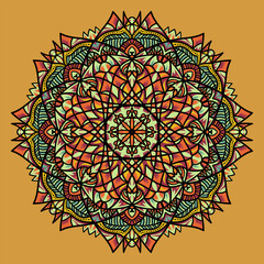 Vector hand drawn mandala illustration. Colorful detailed mandala ornament.