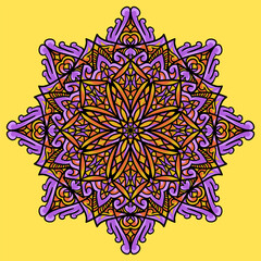 Vector hand drawn mandala illustration. Colorful detailed mandala ornament.