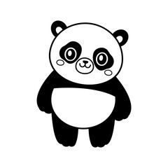 Cute panda. Coloring page, coloring book page. Black and white vector illustration.