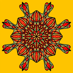 Vector hand drawn mandala illustration. Colorful detailed mandala ornament.