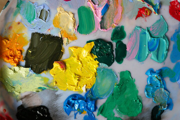 Colors oil painting on palette for Background.