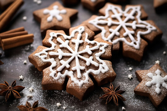 Snowflake Shaped Christmas Cookies