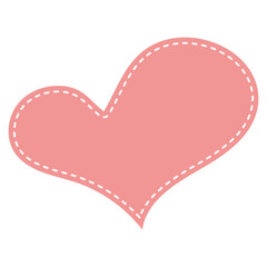Cute pastel patch in the form of heart with dotted line. Art form template for social media.