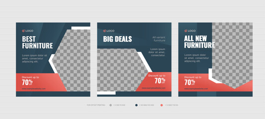 furniure social media template banner house architecture service promotion. fully editable social media square post frame. website promotional ad