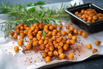 roasted chickpeas on neutral toned board
