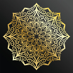 Luxury ornamental mandala design background in gold color. Decorative ornament in ethnic oriental style. Oriental pattern, vintage decorative elements. Weave design elements. Yoga logos vector.